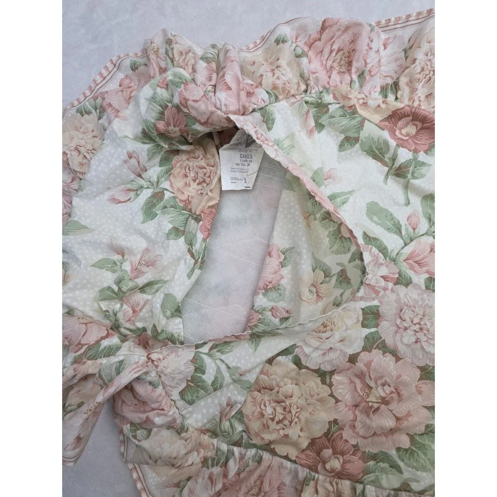 Vintage 80 90s Cottagecore‎ Grandmillennial Floral Pillow Shams Ruffle Quilted